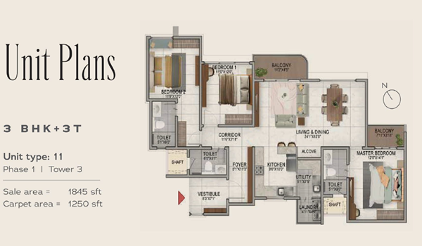 3 BHK Floor Plan