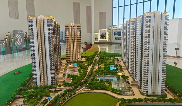 Central courtyard landscape of Nambiar District 25 showing outdoor sports facilities surrounded by high-rise apartments