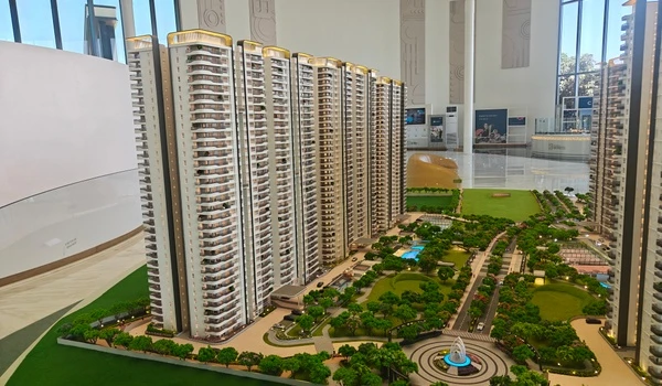 Panoramic view of Nambiar District 25 luxury apartments surrounded by extensive landscaped gardens and walking paths